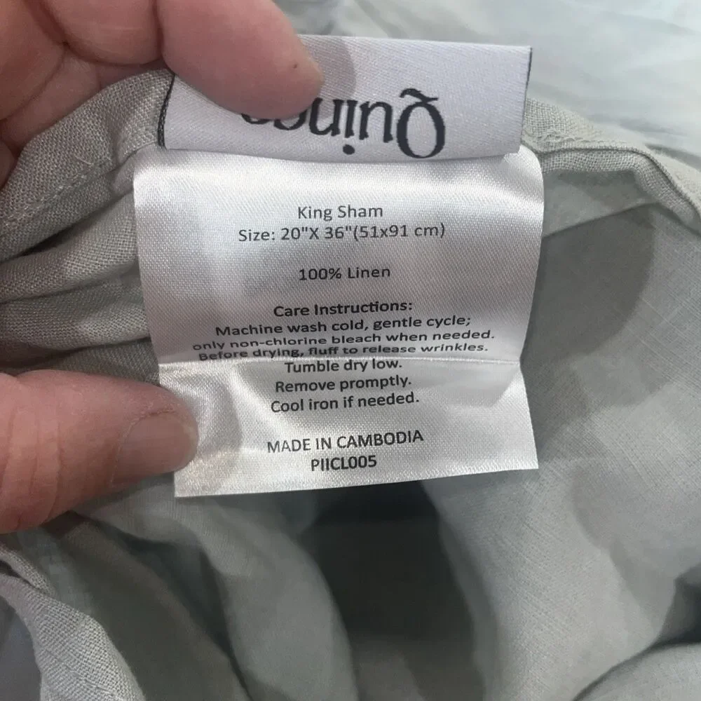 European Linen Double Flange Duvet Cover Set King/cal King Mist Msrp $215